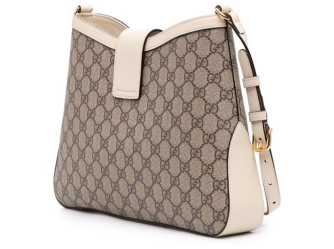 Padlock Borsa a tracolla Gucci Medium GG Supreme con lucchetto, Beige - vista 2