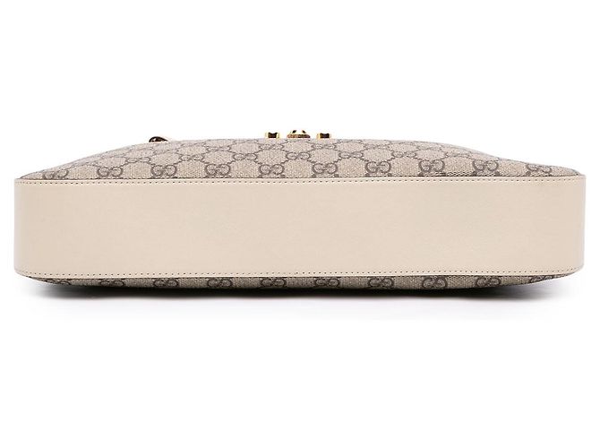 Padlock Borsa a tracolla Gucci Medium GG Supreme con lucchetto, Beige - vista 3