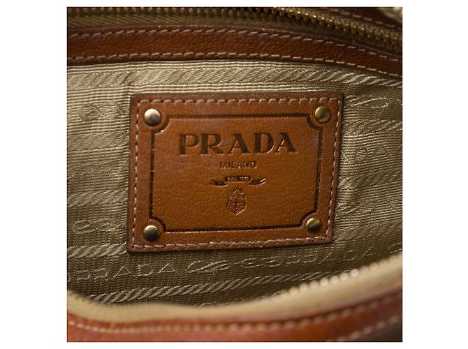 Borsa a tracolla Prada in tela Canapa logo beige - vista 5