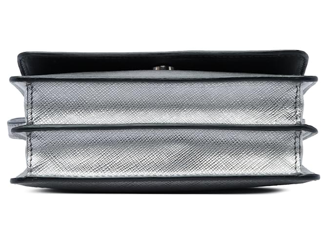 Borsa a tracolla Prada Saffiano Silver Wallet on Strap Argento - vista 3