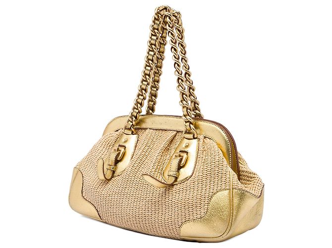 Borsa a tracolla Prada Cinghiale Trimmed Paglia Oro D'oro - vista 2