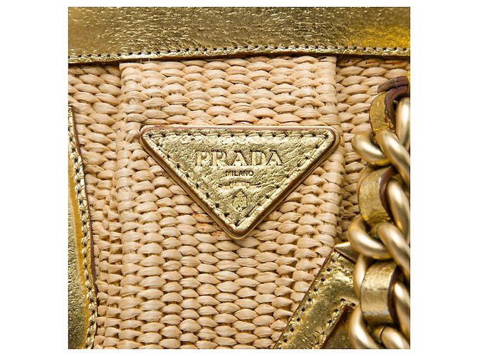 Borsa a tracolla Prada Cinghiale Trimmed Paglia Oro D'oro - vista 5