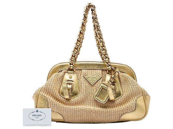 Borsa a tracolla Prada Cinghiale Trimmed Paglia Oro D'oro - vista 7