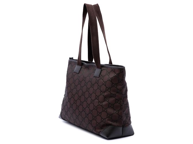 Borsa Tote Gucci GG in nylon marrone - vista 2