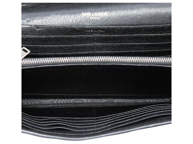 Borsa a tracolla portafoglio a busta monogram con borchie chevron in pelle di pecora nera Saint Laurent Nero - vista 4
