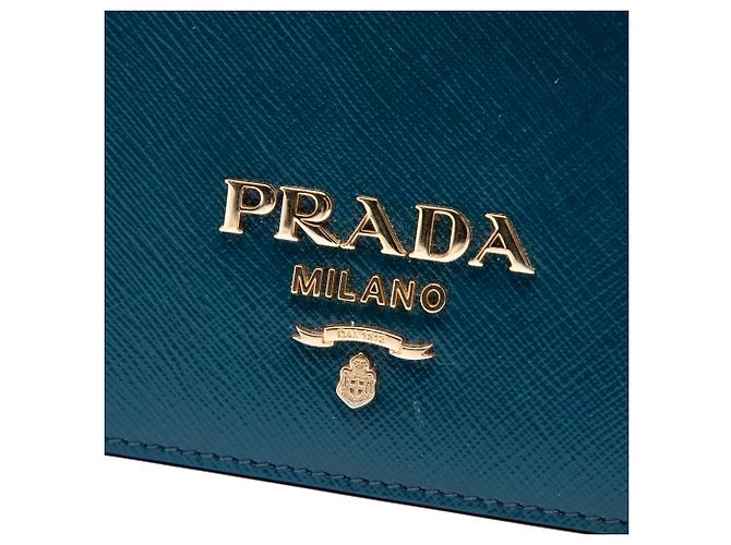 Borsa a tracolla Mini Saffiano con patta e catena Prada Blu - vista 5