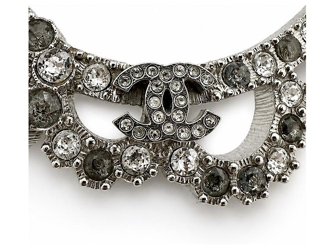 Chanel Spilla Ovale Strass Argento - vista 4