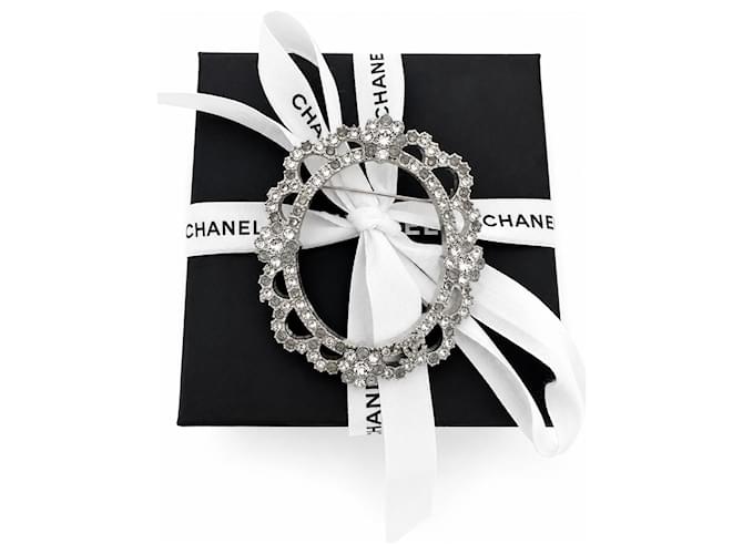 Chanel Spilla Ovale Strass Argento - vista 6