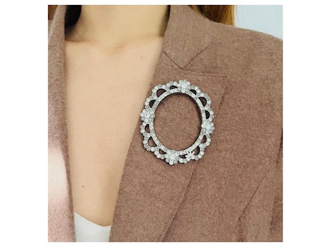Chanel Spilla Ovale Strass Argento - vista 7