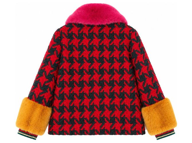 Chaqueta Gucci de Tweed Rojo y Verde con Piel Roja Multicolor - vista 2