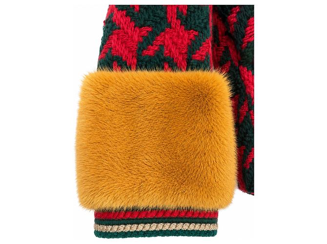 Chaqueta Gucci de Tweed Rojo y Verde con Piel Roja Multicolor - vista 3