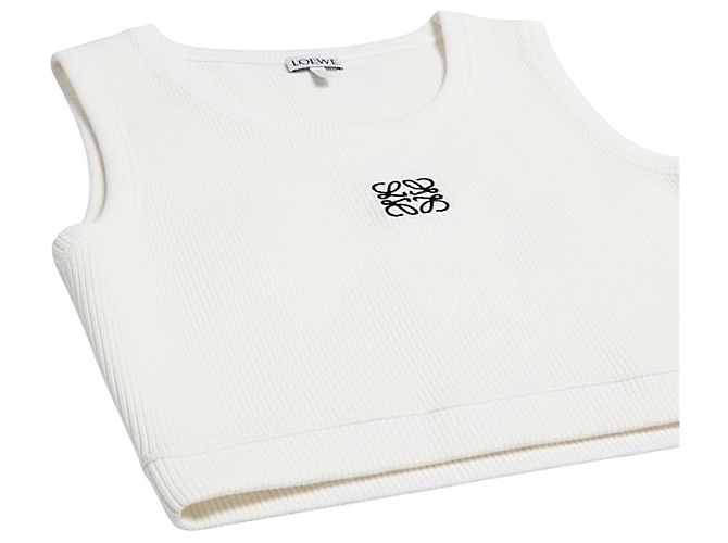 Loewe Top deportivo corto de algodón blanco logo Anagram - vista 11
