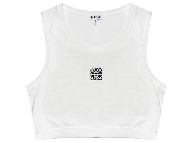 Loewe Top deportivo corto de algodón blanco logo Anagram - vista 12