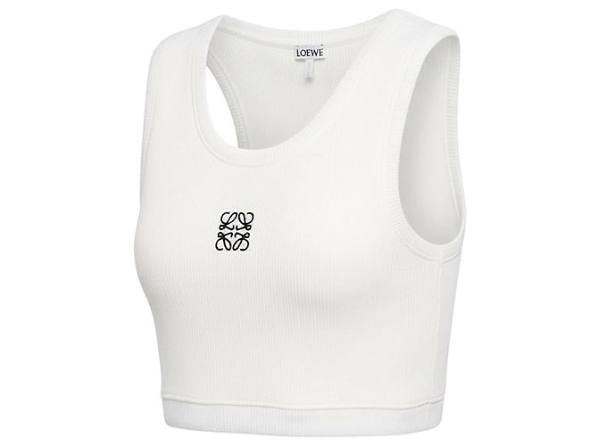 Loewe Top deportivo corto de algodón blanco logo Anagram - vista 14