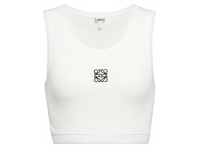 Loewe Top deportivo corto de algodón blanco logo Anagram - vista 16
