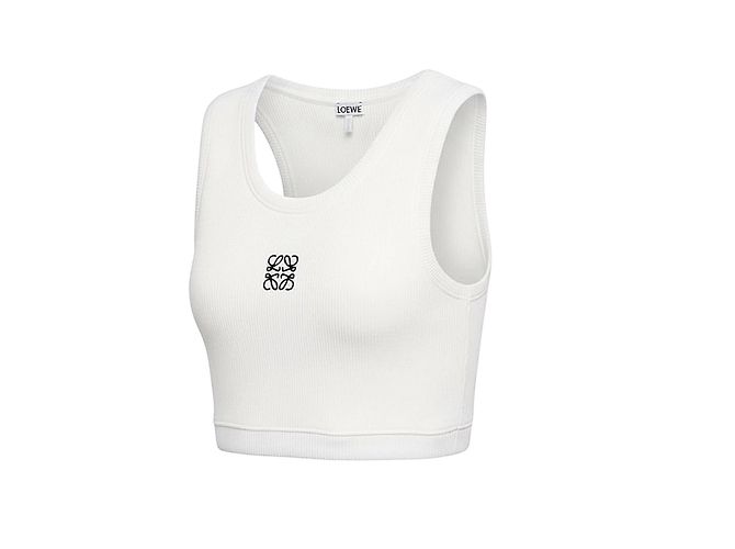 Loewe Top deportivo corto de algodón blanco logo Anagram - vista 2