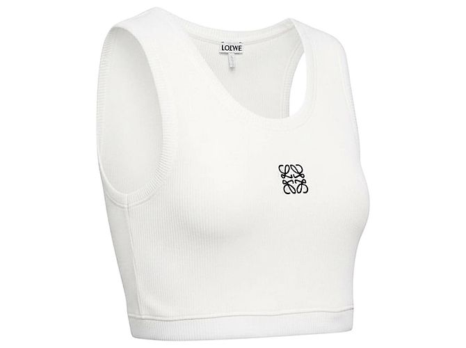 Loewe Top deportivo corto de algodón blanco logo Anagram - vista 3
