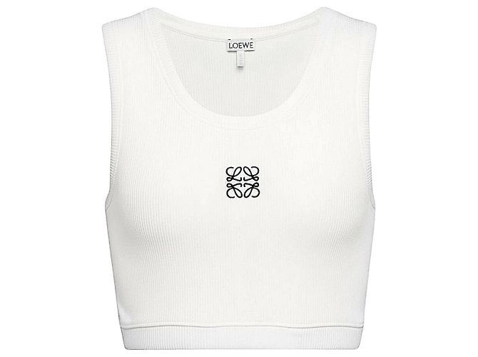 Loewe Top deportivo corto de algodón blanco logo Anagram - vista 4