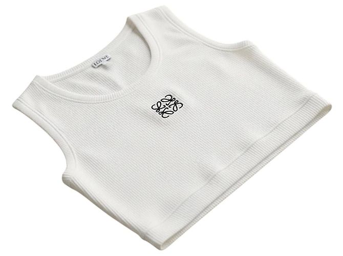 Loewe Top deportivo corto de algodón blanco logo Anagram - vista 7
