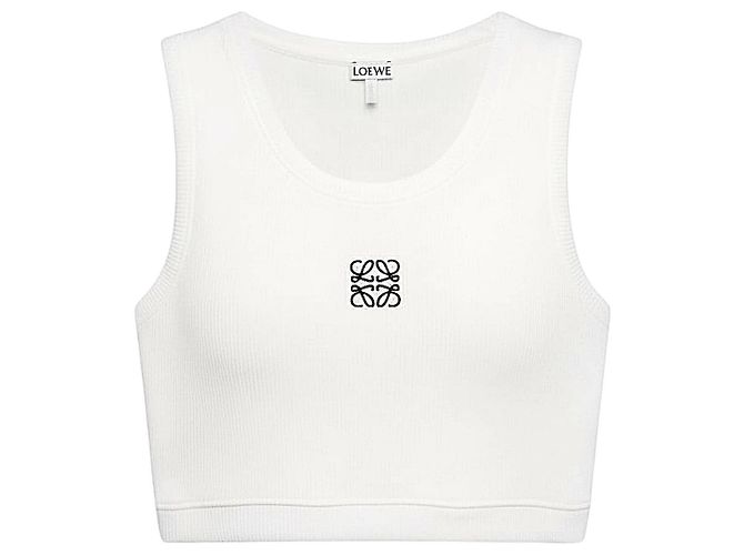 Loewe Top deportivo corto de algodón blanco logo Anagram - vista 8