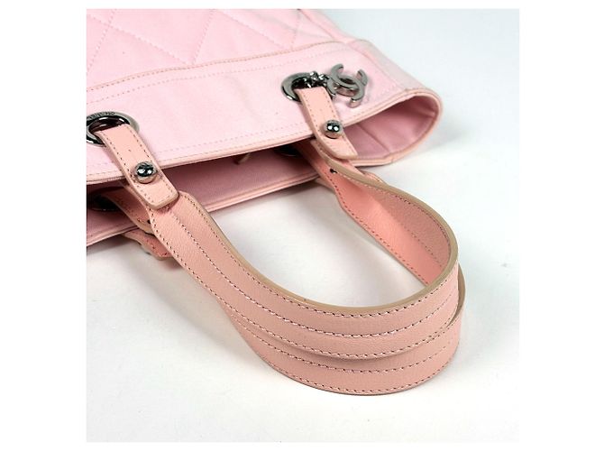 Borsa Tote Chanel in tela rosa - vista 7