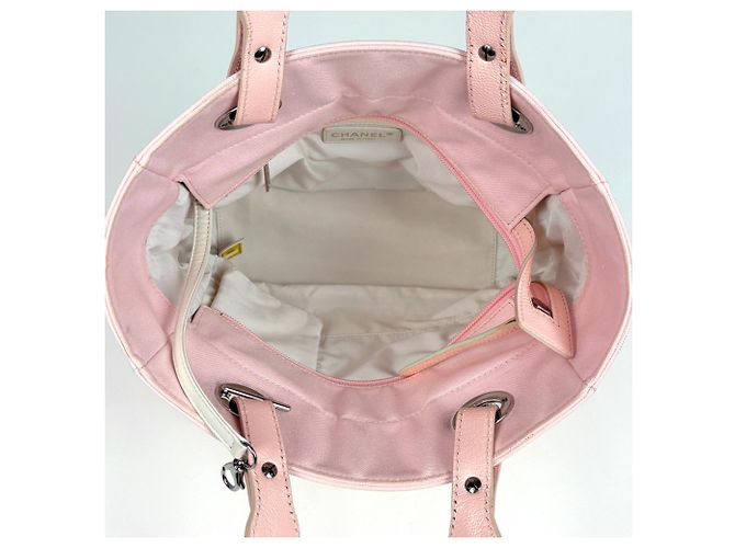 Borsa Tote Chanel in tela rosa - vista 8