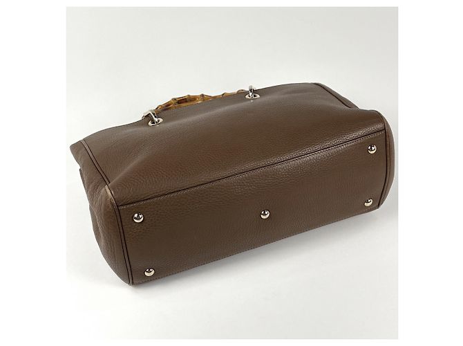 Borsa a mano in pelle media Gucci Bamboo Shopper Marrone - vista 2