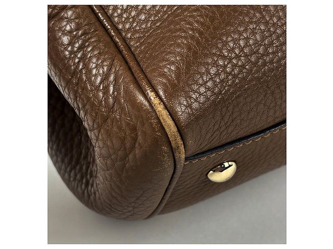 Borsa a mano in pelle media Gucci Bamboo Shopper Marrone - vista 3