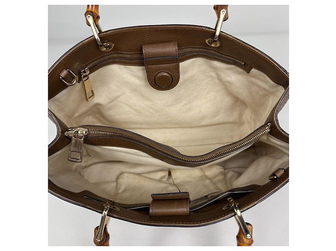 Borsa a mano in pelle media Gucci Bamboo Shopper Marrone - vista 9