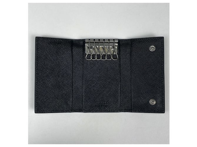 Porta-chaves em couro Saffiano Prada Preto - vista 6