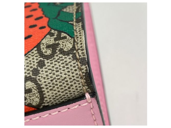 Borsa a tracolla Gucci GG Pattern Supreme Rosa Multicolore Beige - vista 3