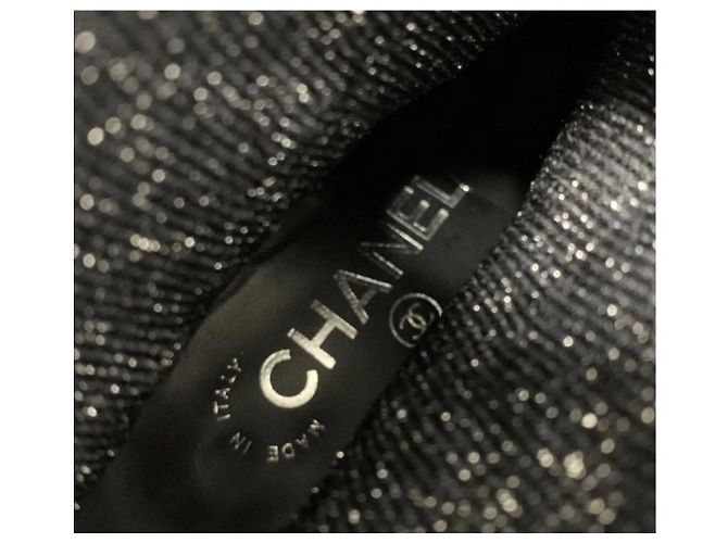 Chanel Socken-Stiefeletten aus Lackleder und Glitzergewebe Schwarz - Ansicht 5