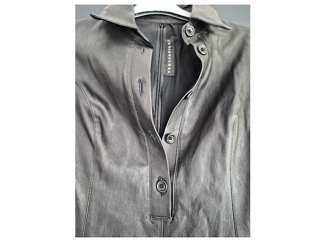 Ventcouvert schwarzes Lammleder-Kleid - Ansicht 3