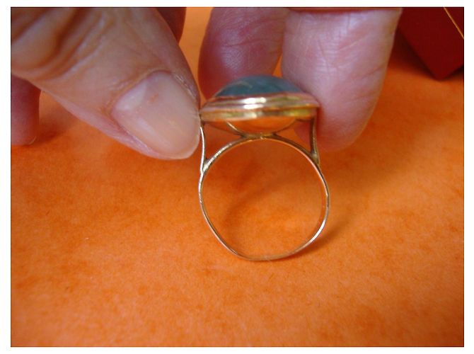 Autre Marque Anello antico in oro giallo e giada ovale D'oro Verde - vista 2