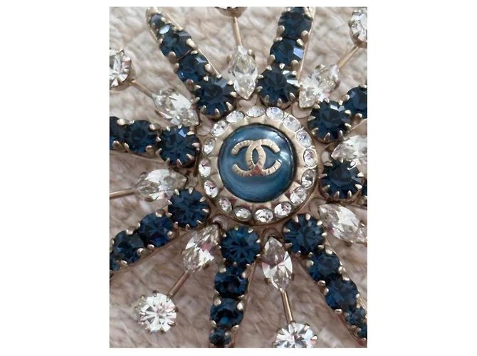 Spilla a Stella Chanel con Cristalli Bianco Blu Silver hardware - vista 2