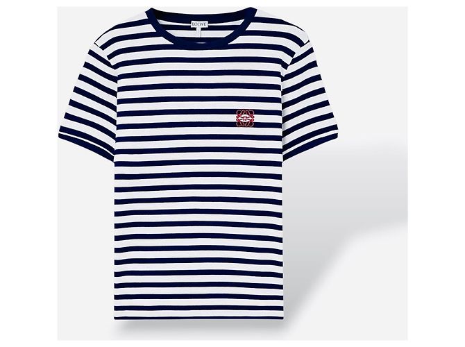 Loewe Camiseta a rayas con logo Blanco Azul oscuro - vista 10