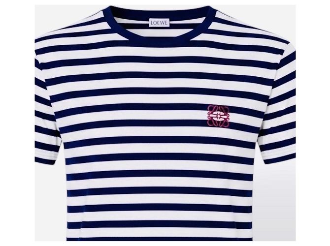 Loewe Camiseta a rayas con logo Blanco Azul oscuro - vista 11