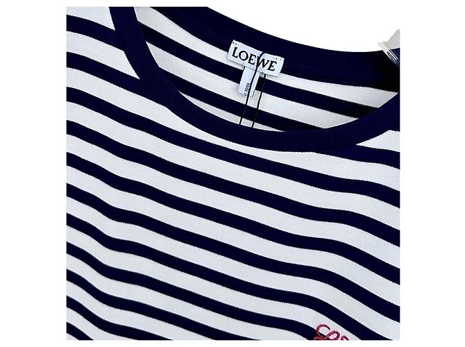 Loewe Camiseta a rayas con logo Blanco Azul oscuro - vista 13