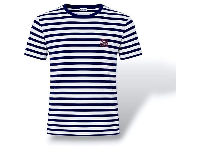 Loewe Camiseta a rayas con logo Blanco Azul oscuro - vista 2