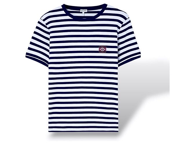 Loewe Camiseta a rayas con logo Blanco Azul oscuro - vista 3