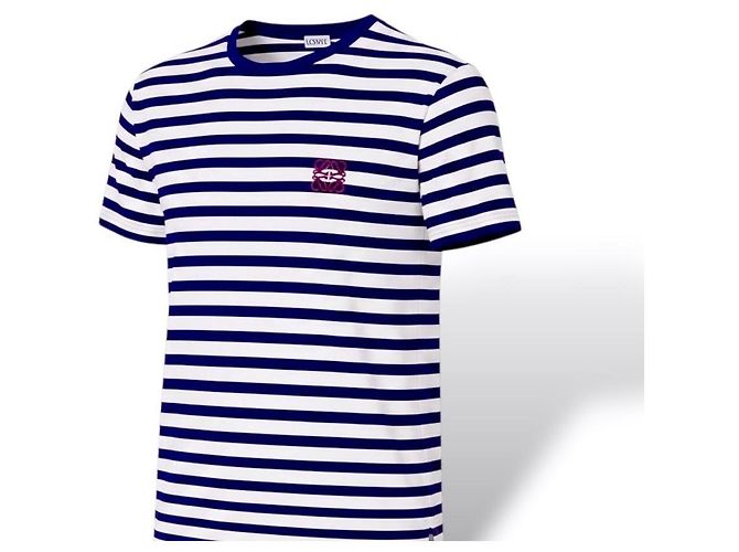 Loewe Camiseta a rayas con logo Blanco Azul oscuro - vista 4