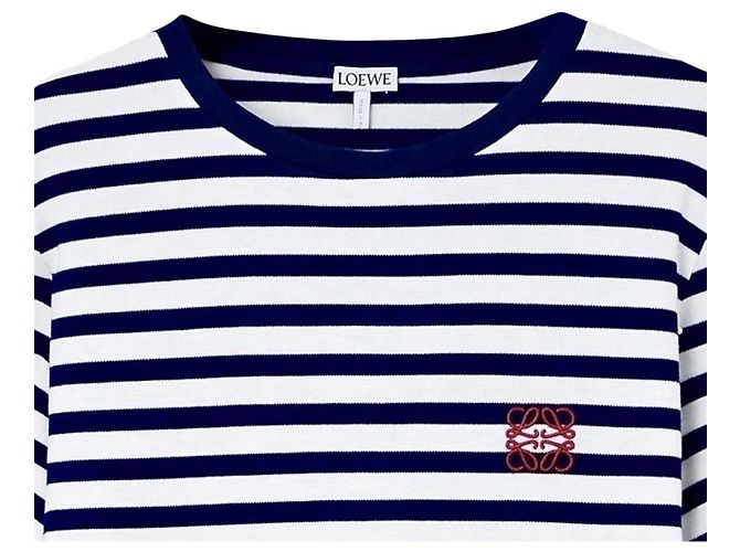 Loewe Camiseta a rayas con logo Blanco Azul oscuro - vista 7