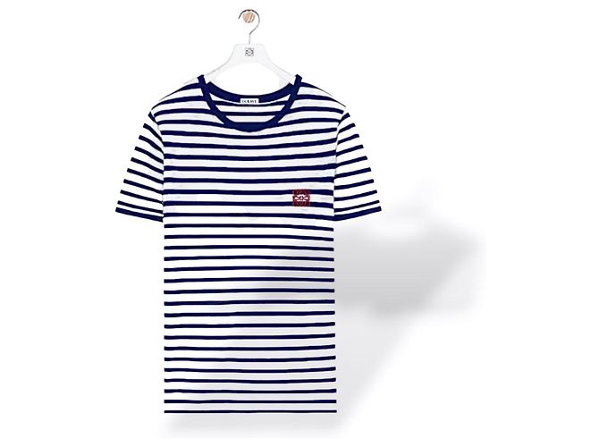 Loewe Camiseta a rayas con logo Blanco Azul oscuro - vista 9