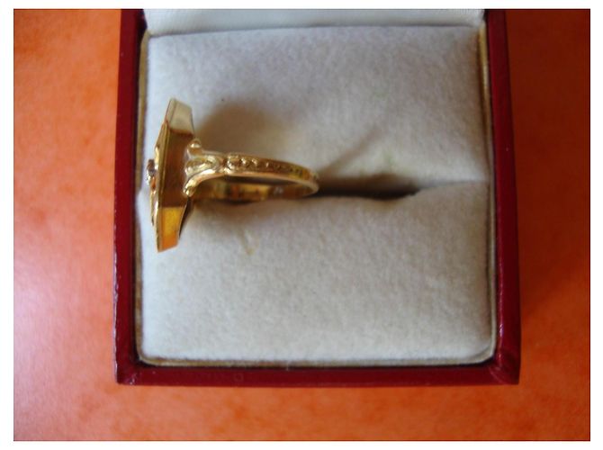 Autre Marque Art Déco Ring aus Gelbgold mit Saphiren und Diamanten Blau Golden - Ansicht 4