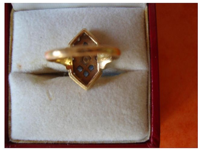 Autre Marque Art Déco Ring aus Gelbgold mit Saphiren und Diamanten Blau Golden - Ansicht 5