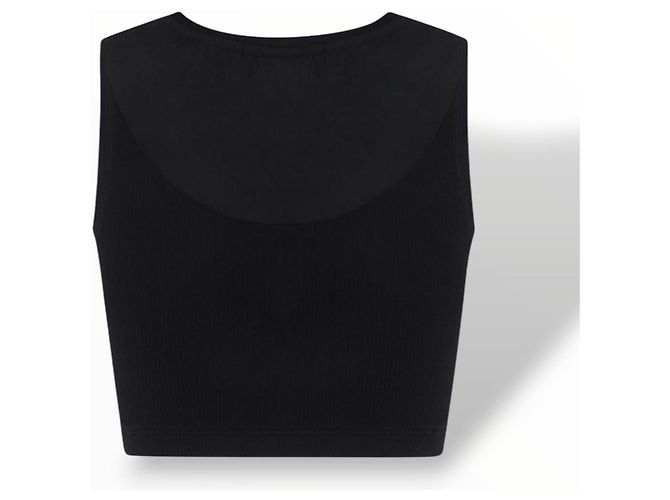 Loewe Top corto in cotone nero logo Anagram - vista 11