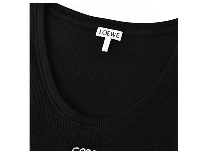 Loewe Top corto in cotone nero logo Anagram - vista 13