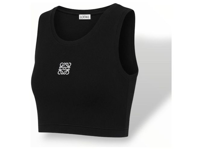 Loewe Top corto in cotone nero logo Anagram - vista 14