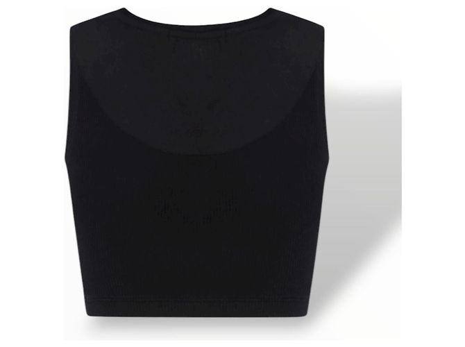 Loewe Top corto in cotone nero logo Anagram - vista 2