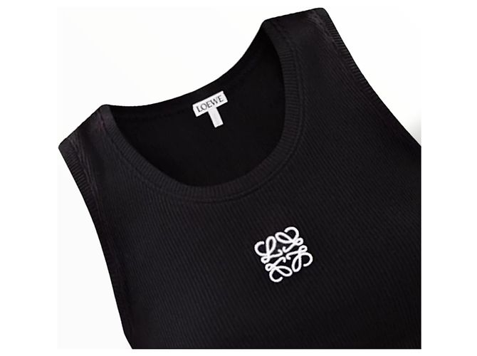Loewe Top corto in cotone nero logo Anagram - vista 4